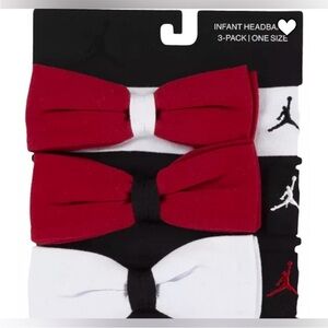 NEW Jordan Baby Girls Stretch Bow Headband Pack of 3 red/black/white (0-6 months